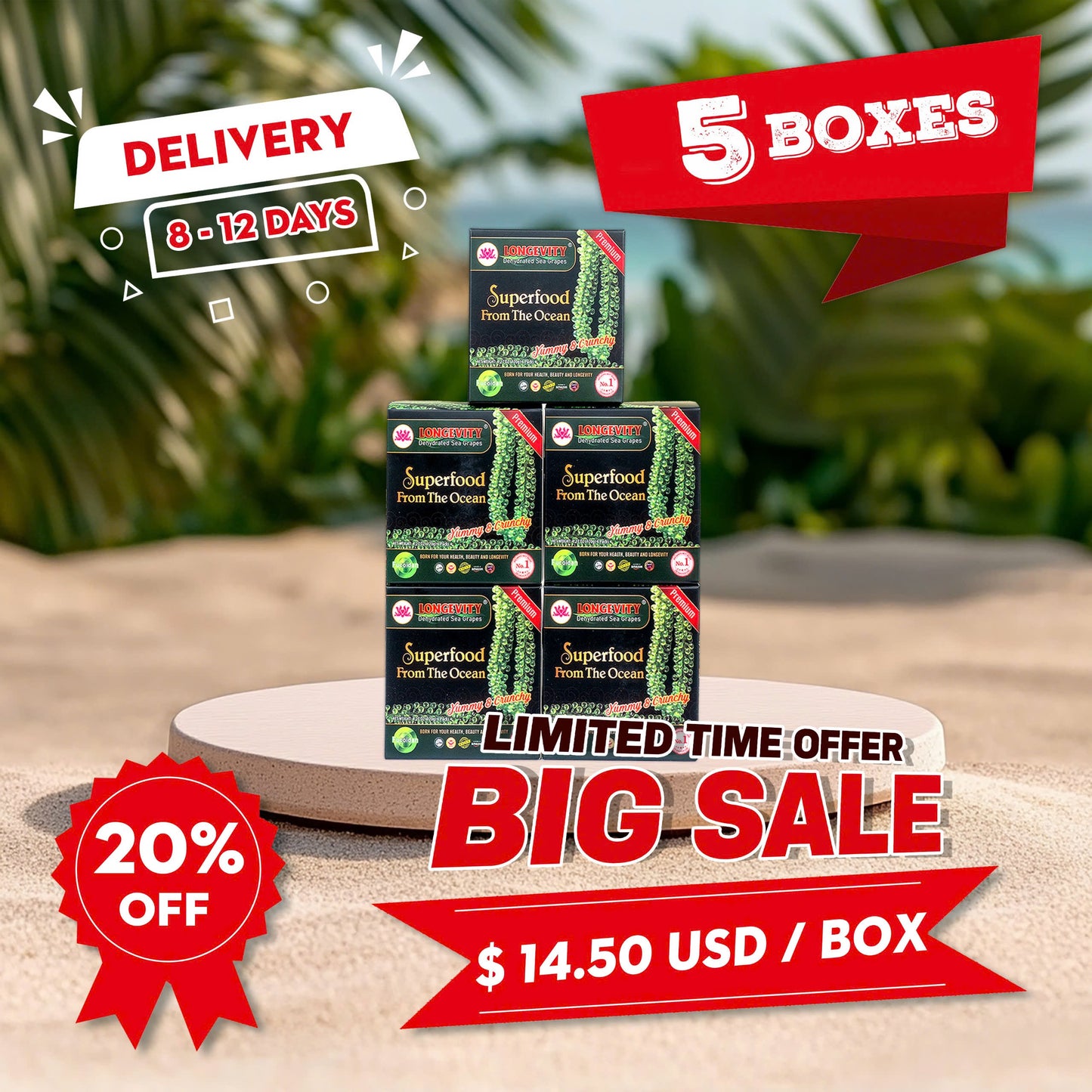LONGVITY SEA GRAPES 5 BOXES - Trial